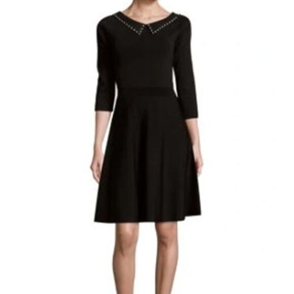 Sandro Black Rocket Contrast Polka Dot Collared Mini Dress Size 4 - Picture 1 of 9